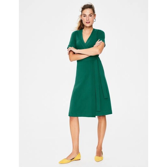 Boden Mira Women’s Ponte Knit Green True Wrap Dress size 12US/16UK NWOT Holidays - Picture 2 of 8